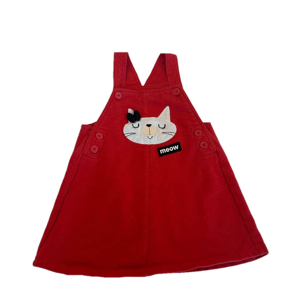 3/20$ Baby toddler red kitty jumper overall dress size 24 months